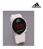 Relógio Digital de Led Espelhado - Adidas Branco